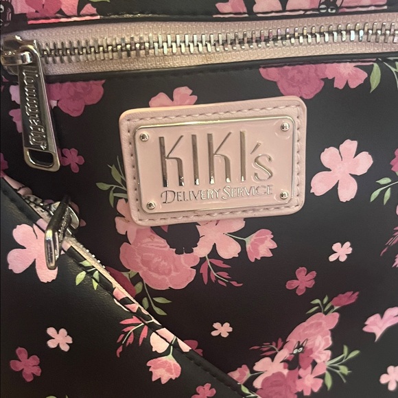 Loungefly Black and Pink Floral Backpack - Picture 3 of 5